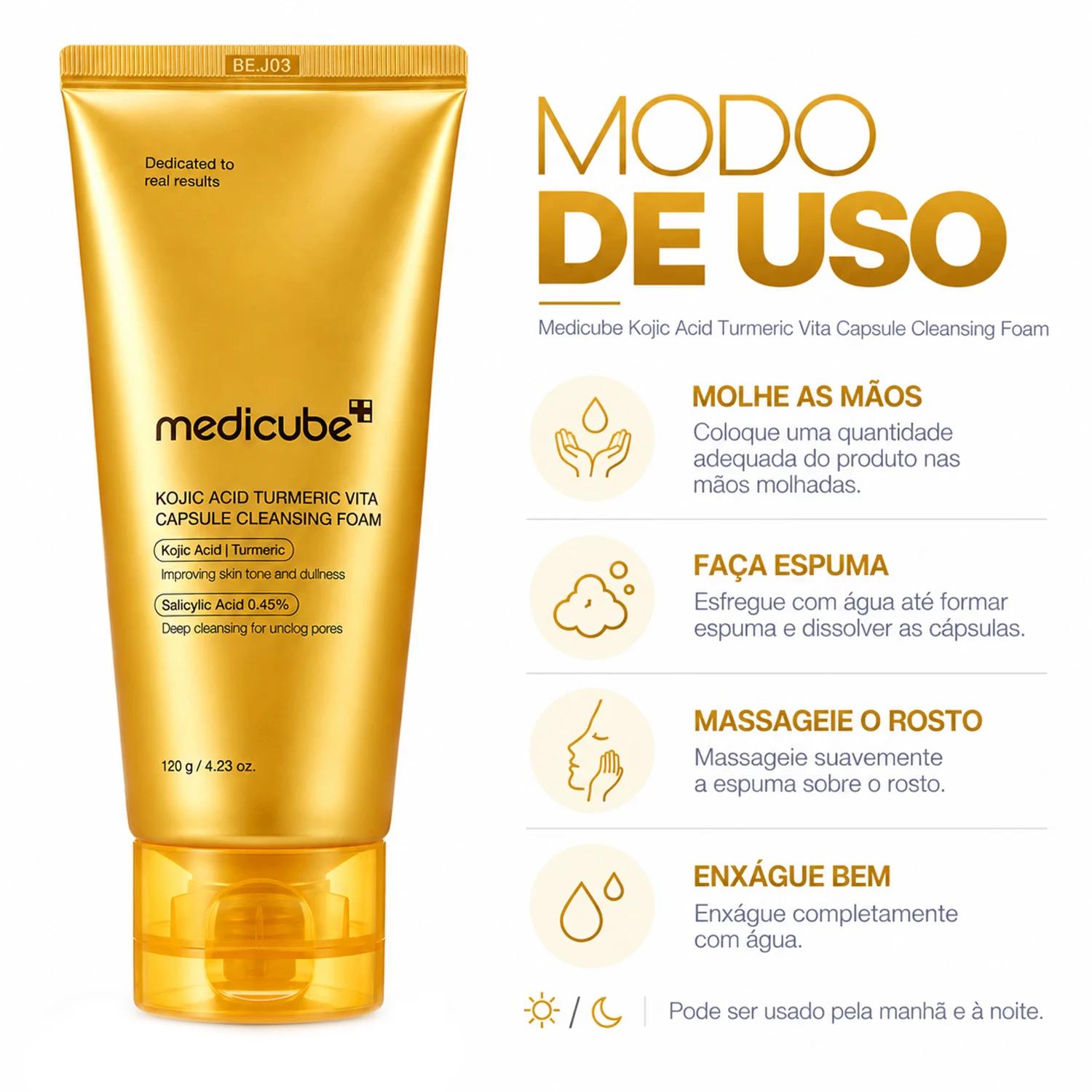 Limpiador Facial Medicube Kojic Acid Turmeric Vita Capsule 120g - Imagen 4