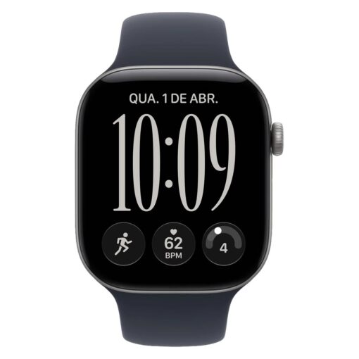 Alternative view of Apple Watch Series 12 MJEJ4LS/A Caixa Alumínio 46mm Cinza Espacial - Esportiva Azul Marinho M/L