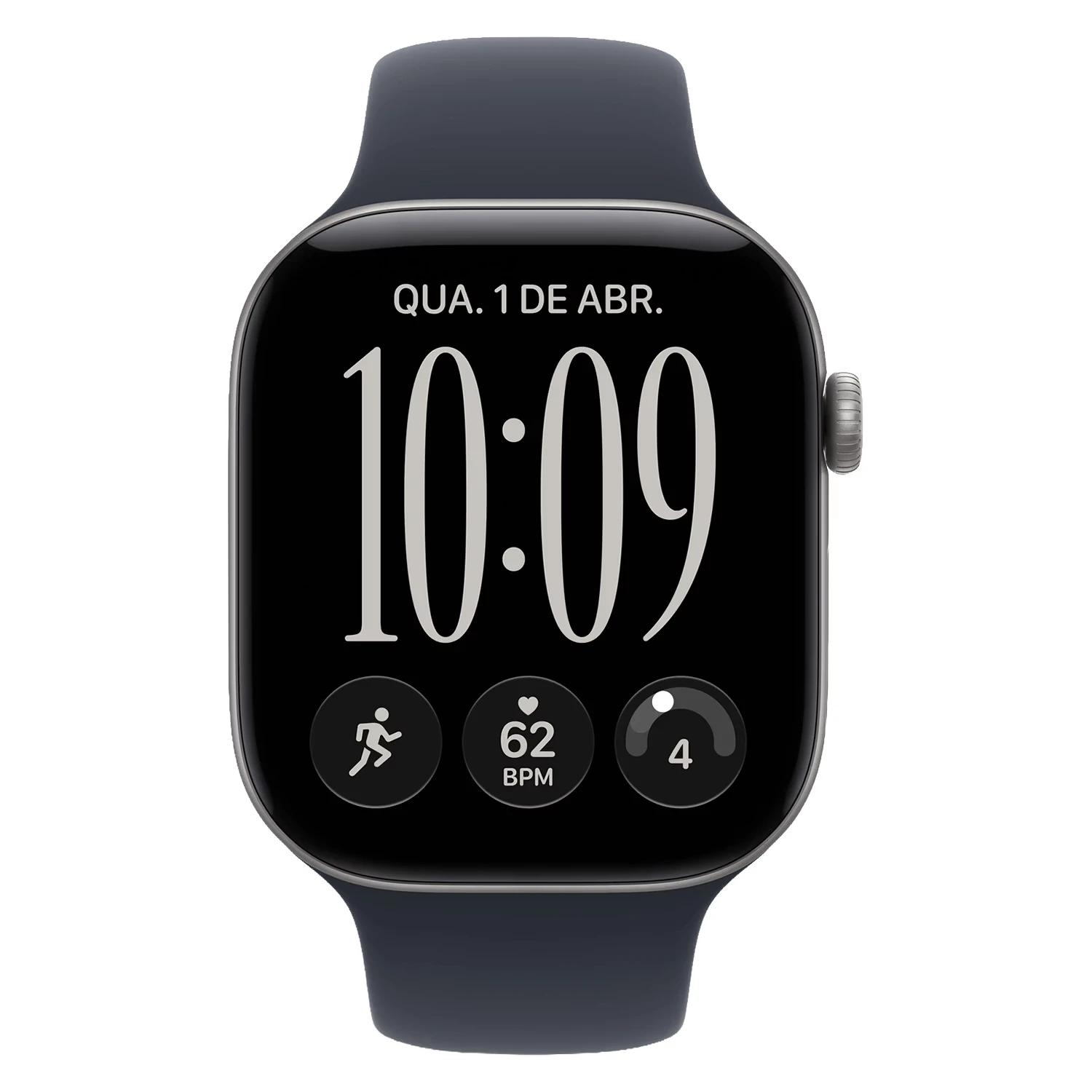 Apple Watch Series 12 MJEJ4LS/A Caixa Alumínio 46mm Cinza Espacial - Esportiva Azul Marinho M/L - Imagen 2
