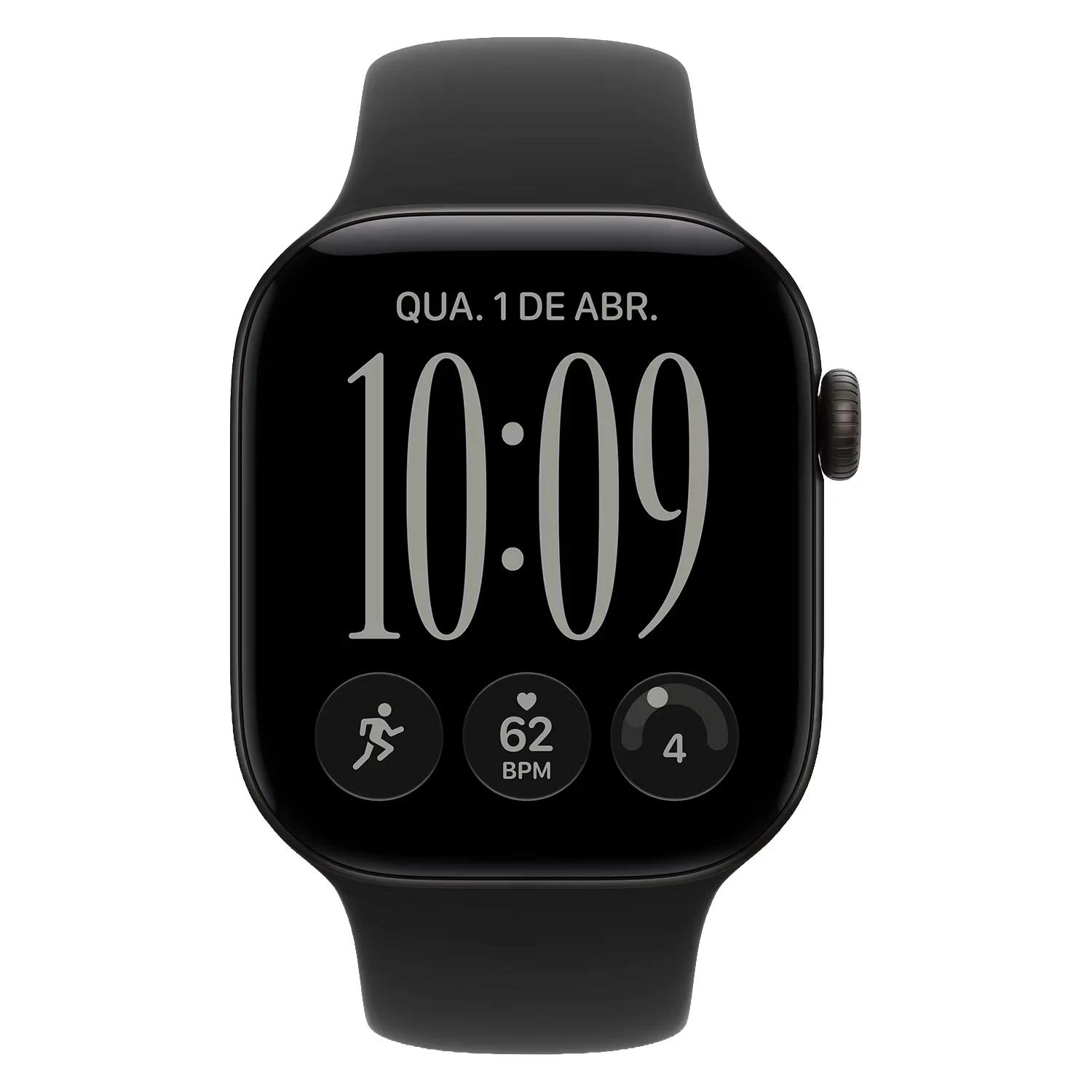 Alternative view of Apple Watch Series 12 MJEC4LS/A Caixa Alumínio 42mm Preto - Esportiva Preto M/L