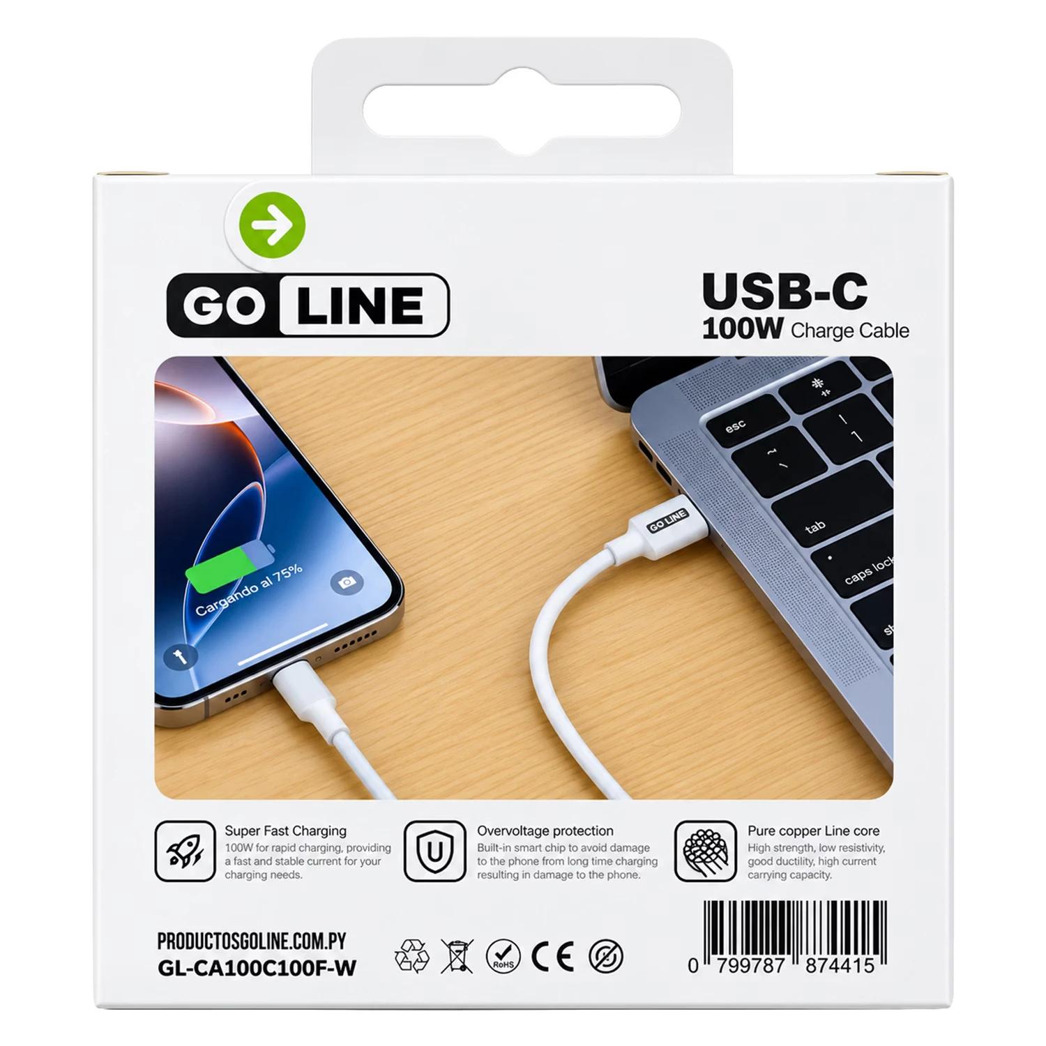 Cable Goline GL-CA100C100F-W USB-C Para USB-A 100W 1 Metro - Blanco - Imagen 4