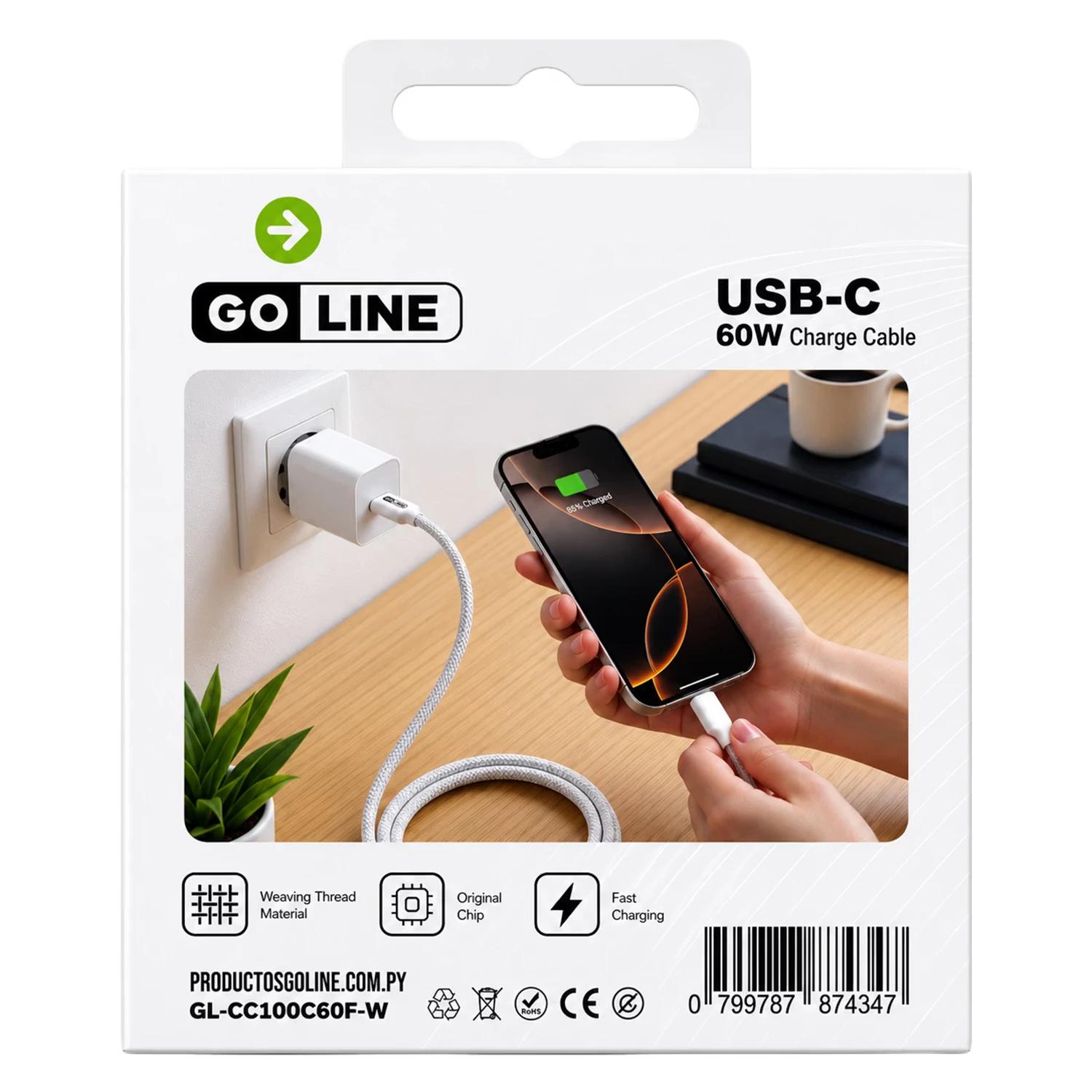 Cable Goline GL-CC100C60F-W USB-C Para USB-C 60W 1 Metro - Blanco - Imagen 4