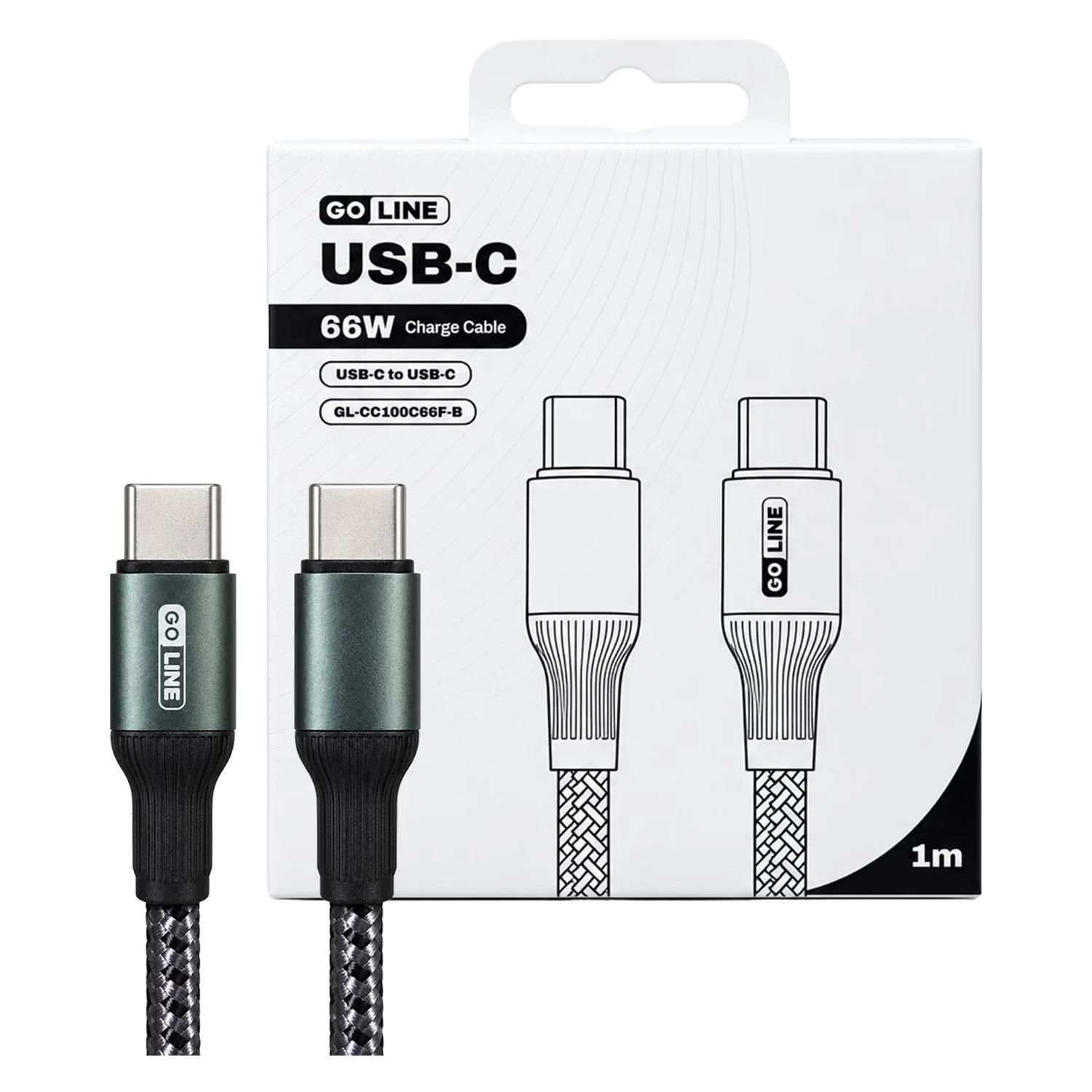 Cable Goline GL-CC100C66F-B USB-C Para USB-C 66W 1 Metro - Gris