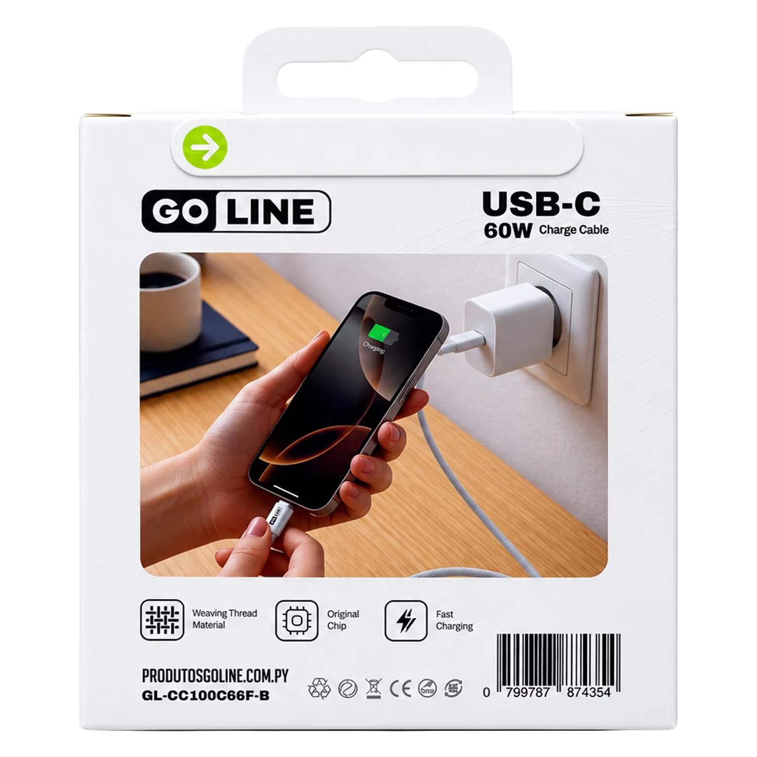Cable Goline GL-CC100C66F-B USB-C Para USB-C 66W 1 Metro - Gris - Imagen 4