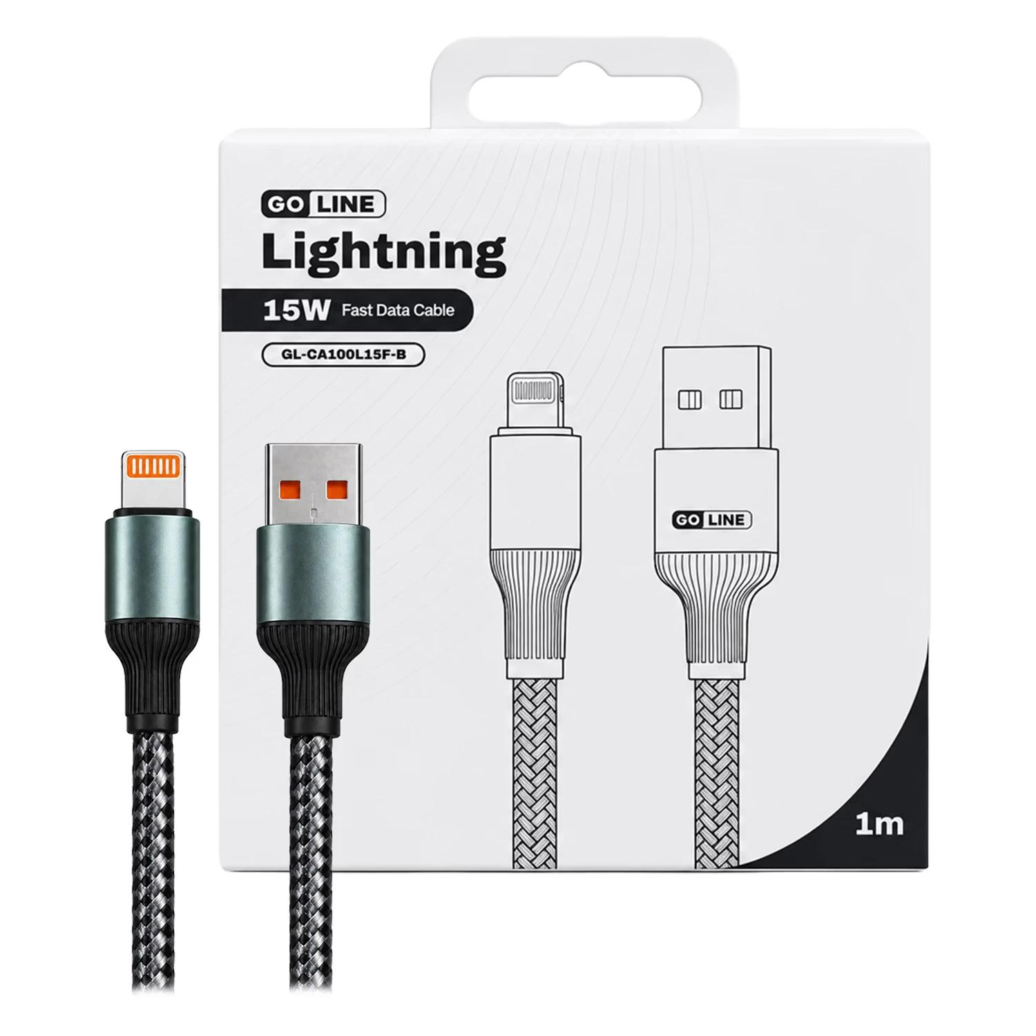 Cable USB GOLINE GL-CA100L15F-B LIGHTNING 15W 1M GREY