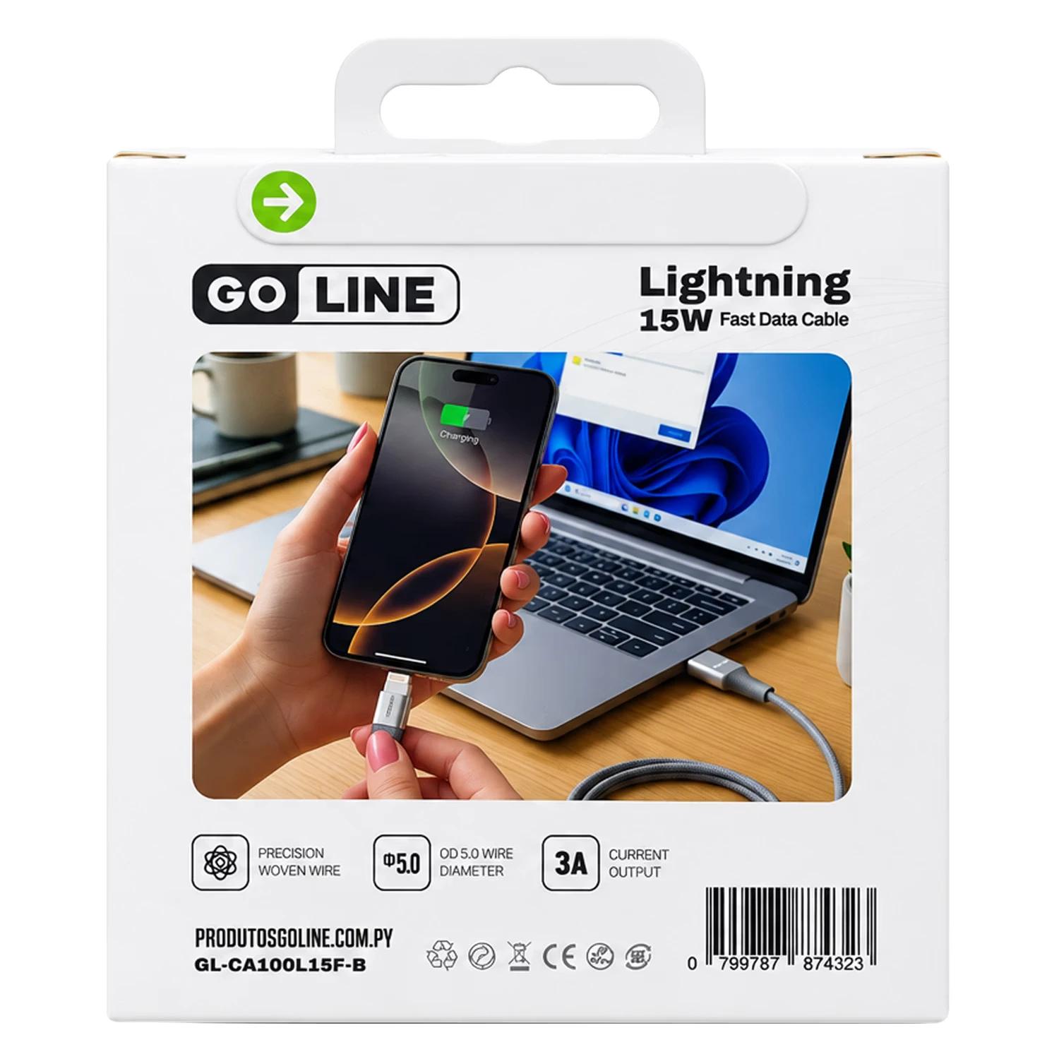 Cable USB GOLINE GL-CA100L15F-B LIGHTNING 15W 1M GREY - Imagen 4