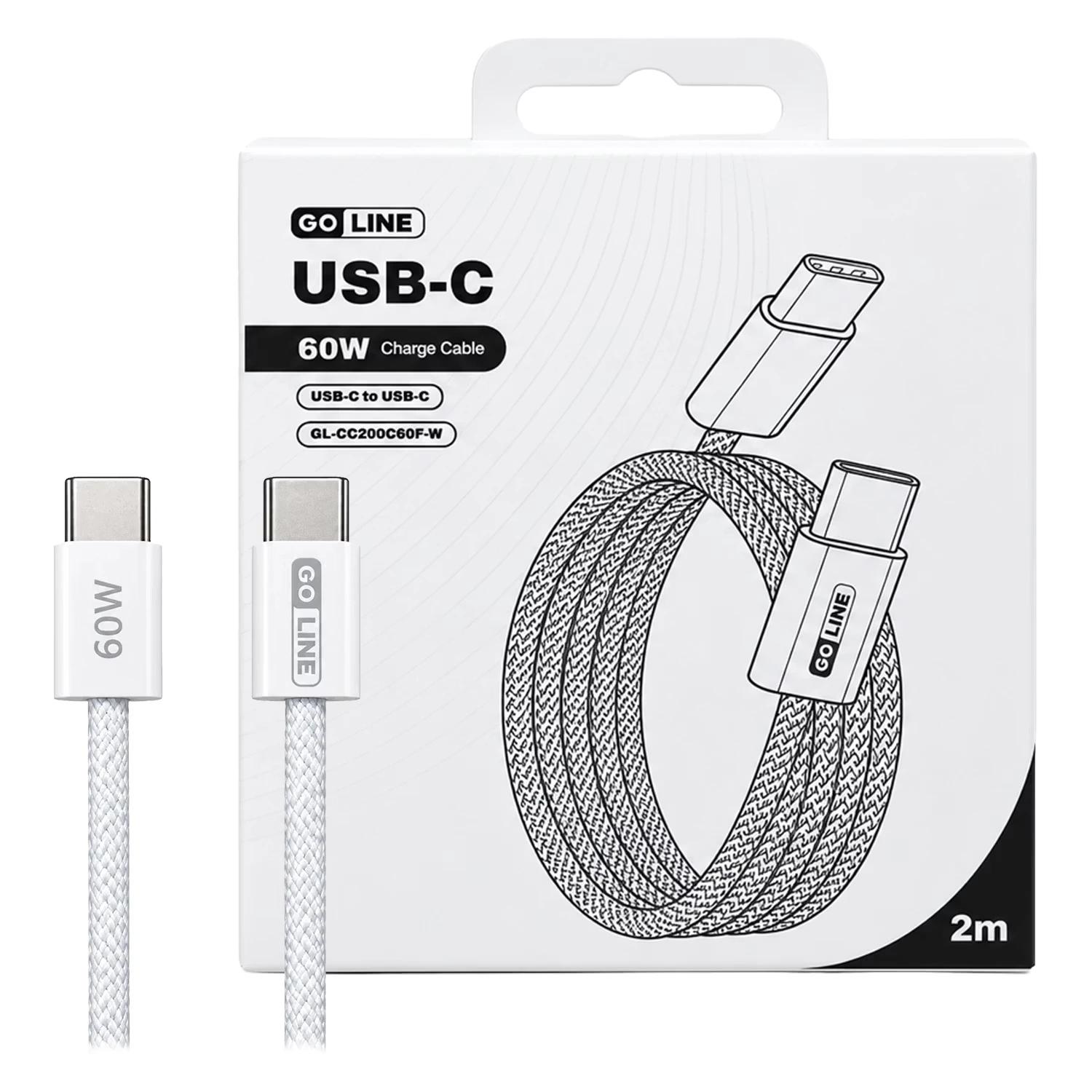 Cable Goline GL-CC200C60F-W USB-C Para USB-C 60W 2 Metros - Blanco