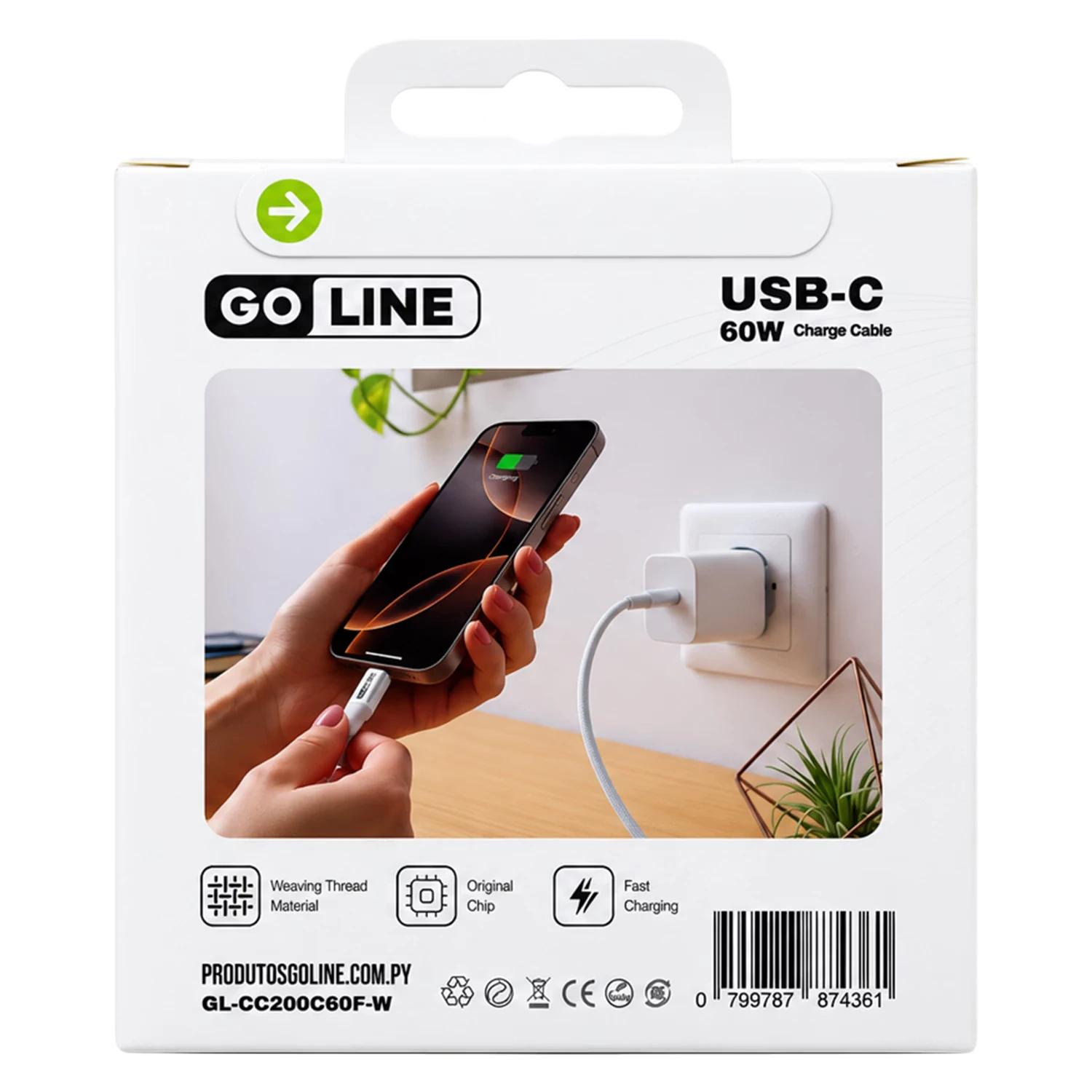 Cable Goline GL-CC200C60F-W USB-C Para USB-C 60W 2 Metros - Blanco - Imagen 4