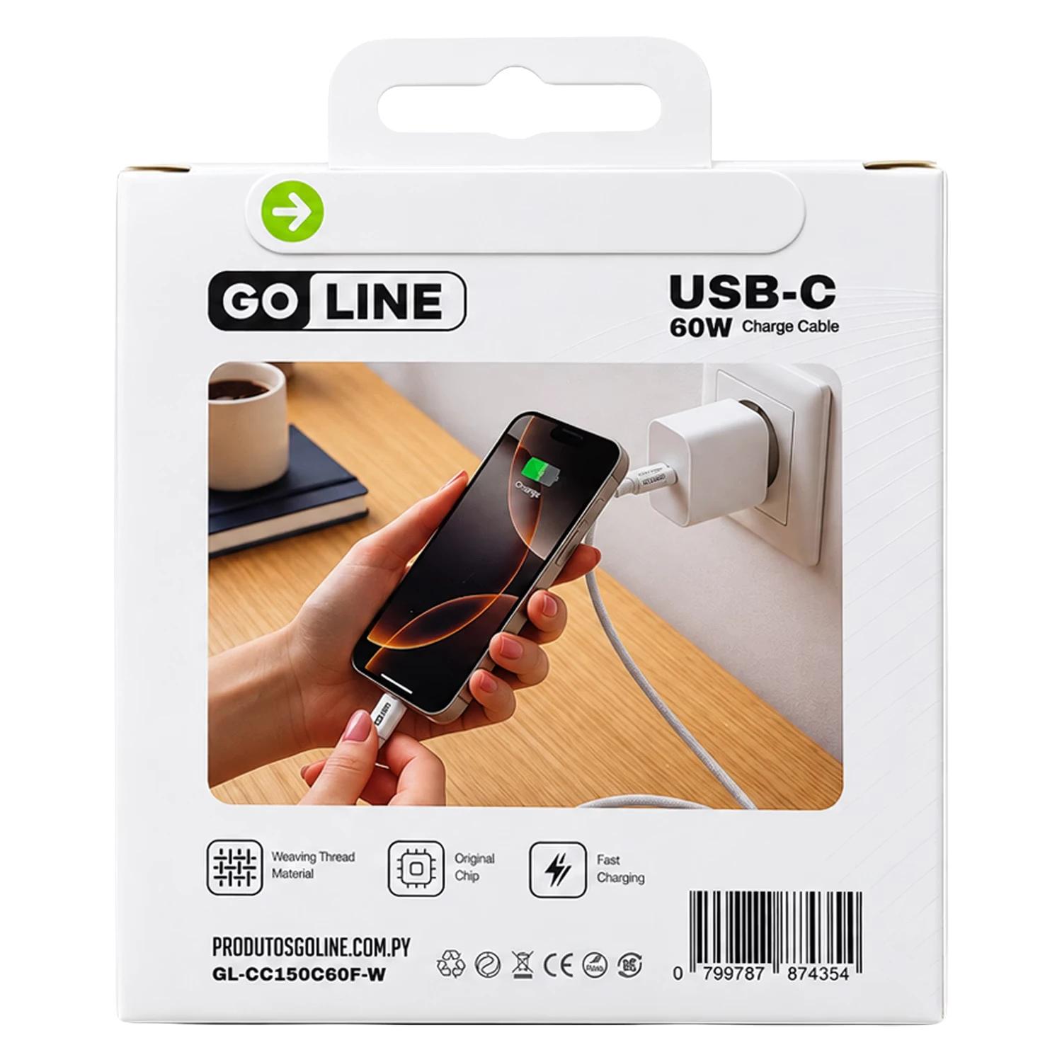 Cable Goline GL-CC150C60F-W USB-C Para USB-C 60W 1.5 Metros - Blanco - Imagen 4