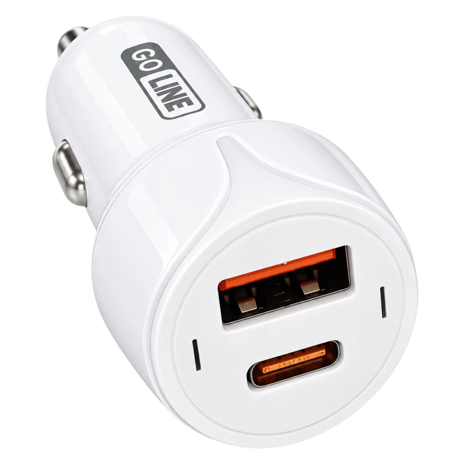 CARREG P/CARRO GOLINE GL-CAR20CA-W 20W FAST CHARGER USB-A+USB-C WHITE - Imagen 3