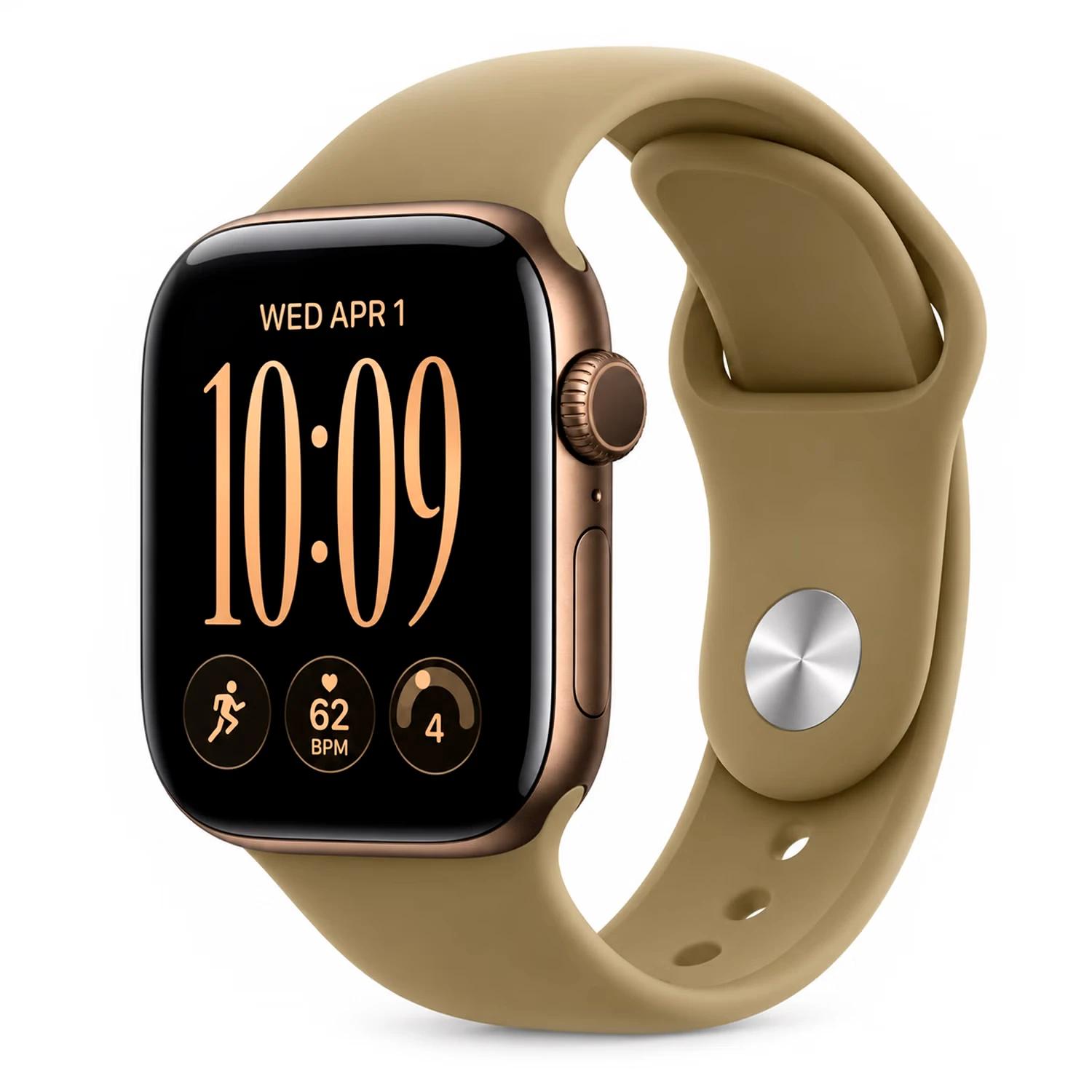 Apple Watch Series 12 MJEF4LS/A Caixa Alumínio 42mm Bronze Escuro - Esportiva Olive S/M