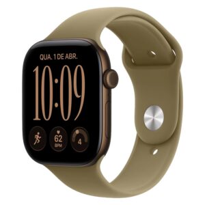 Apple Watch Series 12 MJEU4LS/A Caixa Alumínio 46mm Bronze Escuro - Esportiva Oliva M/L