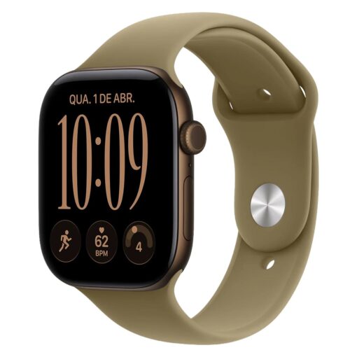 Apple Watch Series 12 MJEU4LS/A Caixa Alumínio 46mm Bronze Escuro - Esportiva Oliva M/L