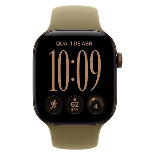 Alternative view of Apple Watch Series 12 MJEU4LS/A Caixa Alumínio 46mm Bronze Escuro - Esportiva Oliva M/L