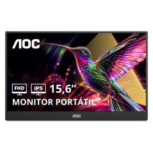 Monitor Portátil AOC 16T20 15.6" Full HD 60Hz USB-C - Preto