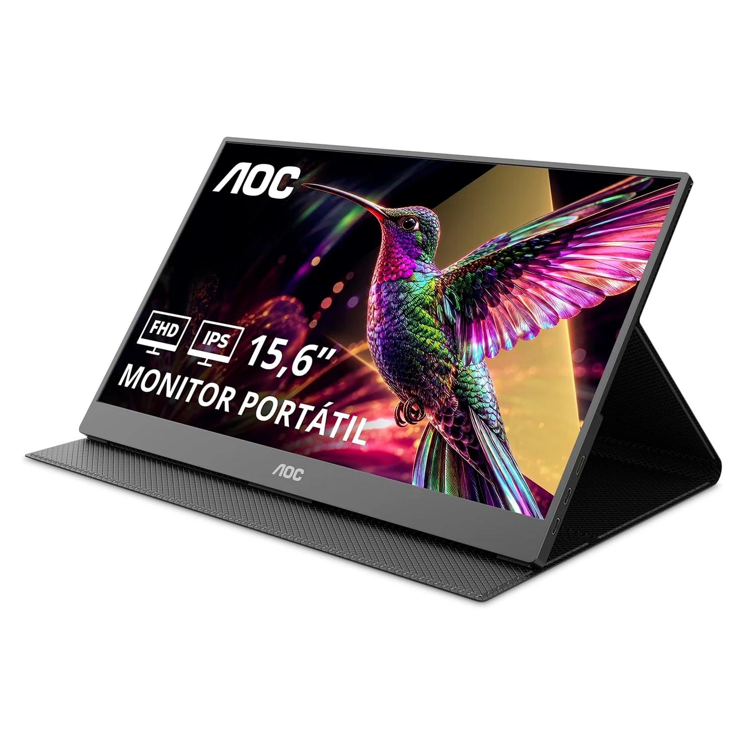 Monitor Portátil AOC 16T20 15.6" Full HD 60Hz USB-C - Preto - Imagen 2