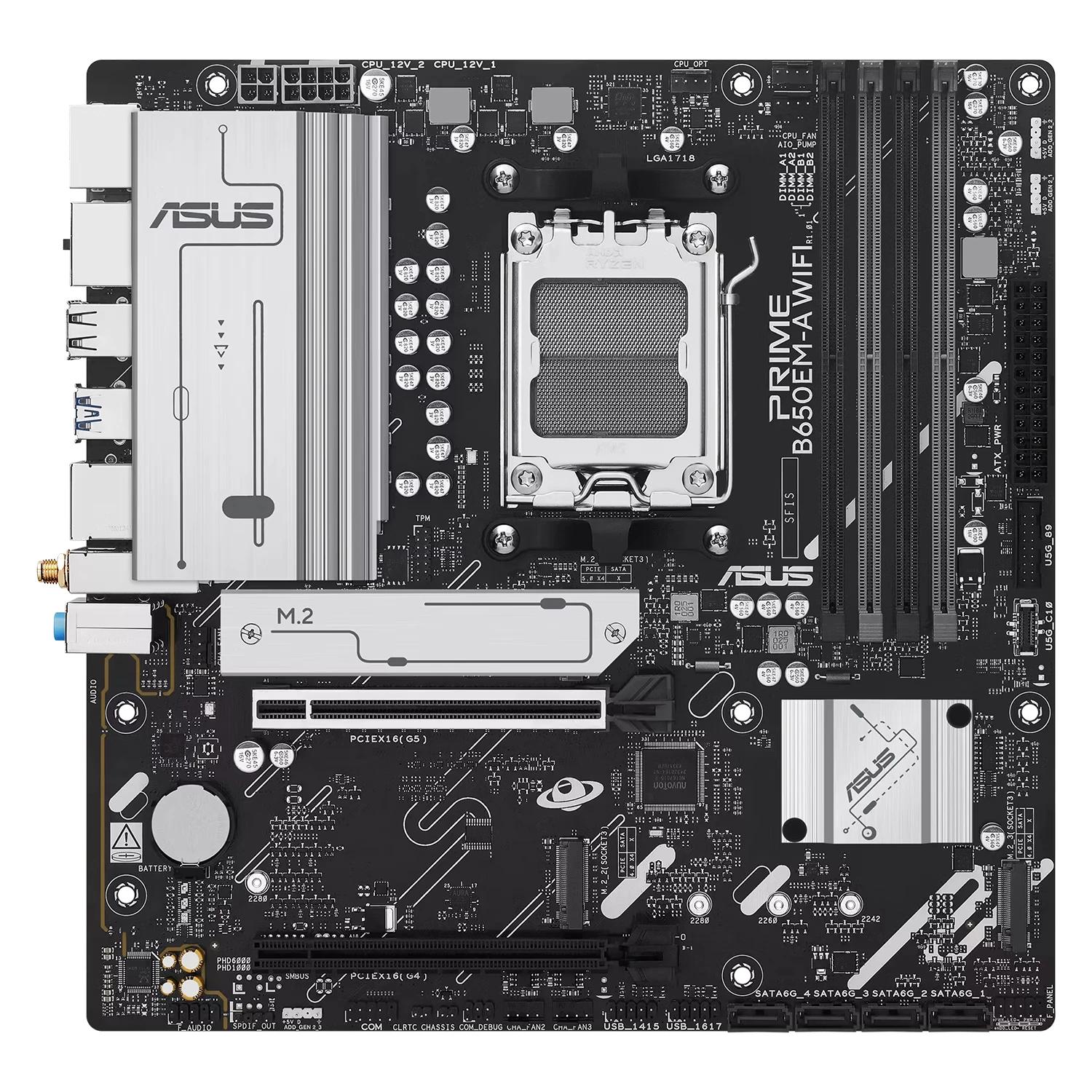 Placa Madre ASUS Prime B650EM-A WiFi DDR5 Socket AM5 Chipset AMD B650 Micro ATX - Imagen 2