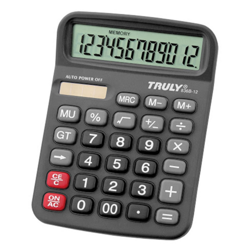 Calculadora Truly 836b-12 De 12 Dígitos, Color Negro
