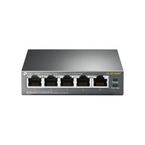 Switch Gigabit 4poe De 5 Puertos Y 100 Mbps Tp-link Tl-sf1005p, Color Gris