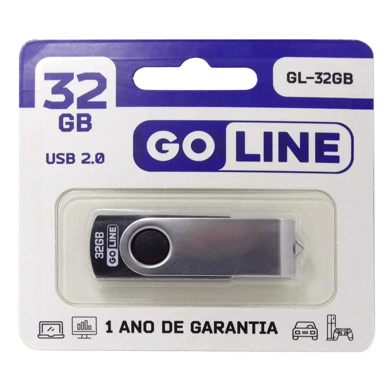 Memoria Usb 2.0 Goline Gl-32gb De 32 Gb, Color Negro
