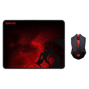 Kit De Ratón Y Alfombrilla Para Gamers Redragon, Color Negro Y Rojo (m601wl-ba)