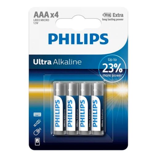 Pilas Ultraalcalinas Philips Aaa Lr03e4b/97 - 4 Unidades