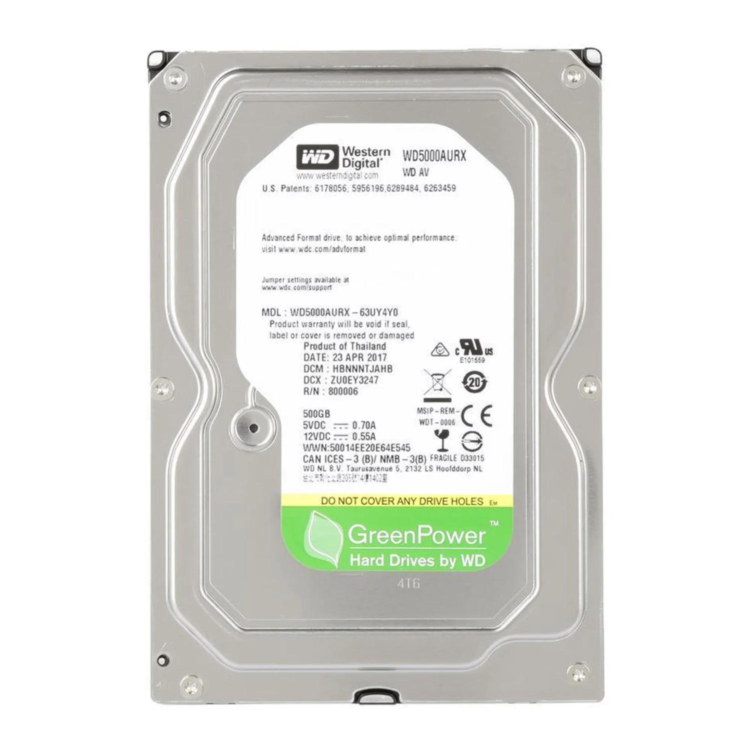 Disco Duro Western Digital De Alta Definición De 500 Gb/sata3/3,5"/64 Mb 5400 Rpm (wd5000aurx)