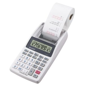 Calculadora Sharp El-1611v De 12 Dígitos, Batería Aa, Fuente De Alimentación, Color Blanco