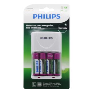 Cargador De Pilas Aa Philips Scb-2445nb/97 2450 Mah Para 4 Pilas