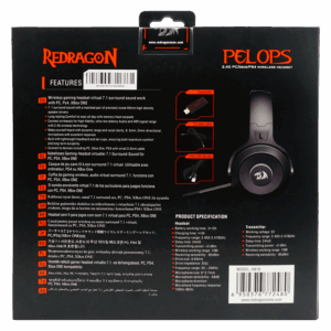 Auriculares Inalámbricos Para Juegos Redragon Pelops H818 - Negro Y Rojo - Imagen 8
