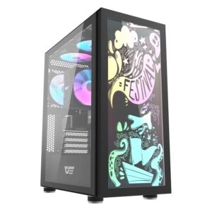 Gabinete Gamer Darkflash Dk210 Graffiti Argb Mid Tower - Negro - Imagen 3