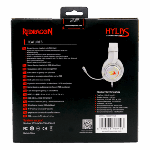 Auriculares Para Juegos Redragon Hylas H260w-rgb P2 Con Adaptador Usb De 3,5 Mm, Color Blanco - Imagen 8