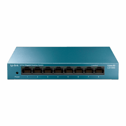 Switch Gigabit De 1000 Mbps Y 8 Puertos Tp-link Ls108g, Color Azul