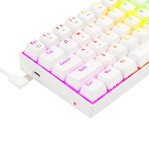 Teclado Para Juegos Redragon Dragonborn K630w-rgb Con Interruptor Rojo, Distribución Del 60 %, Color Blanco - Imagen 7