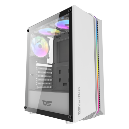 Gabinete Aigo Darkflash Dk151 Rgb De Tamaño Mediano, Color Blanco (3 Ventiladores Argb)