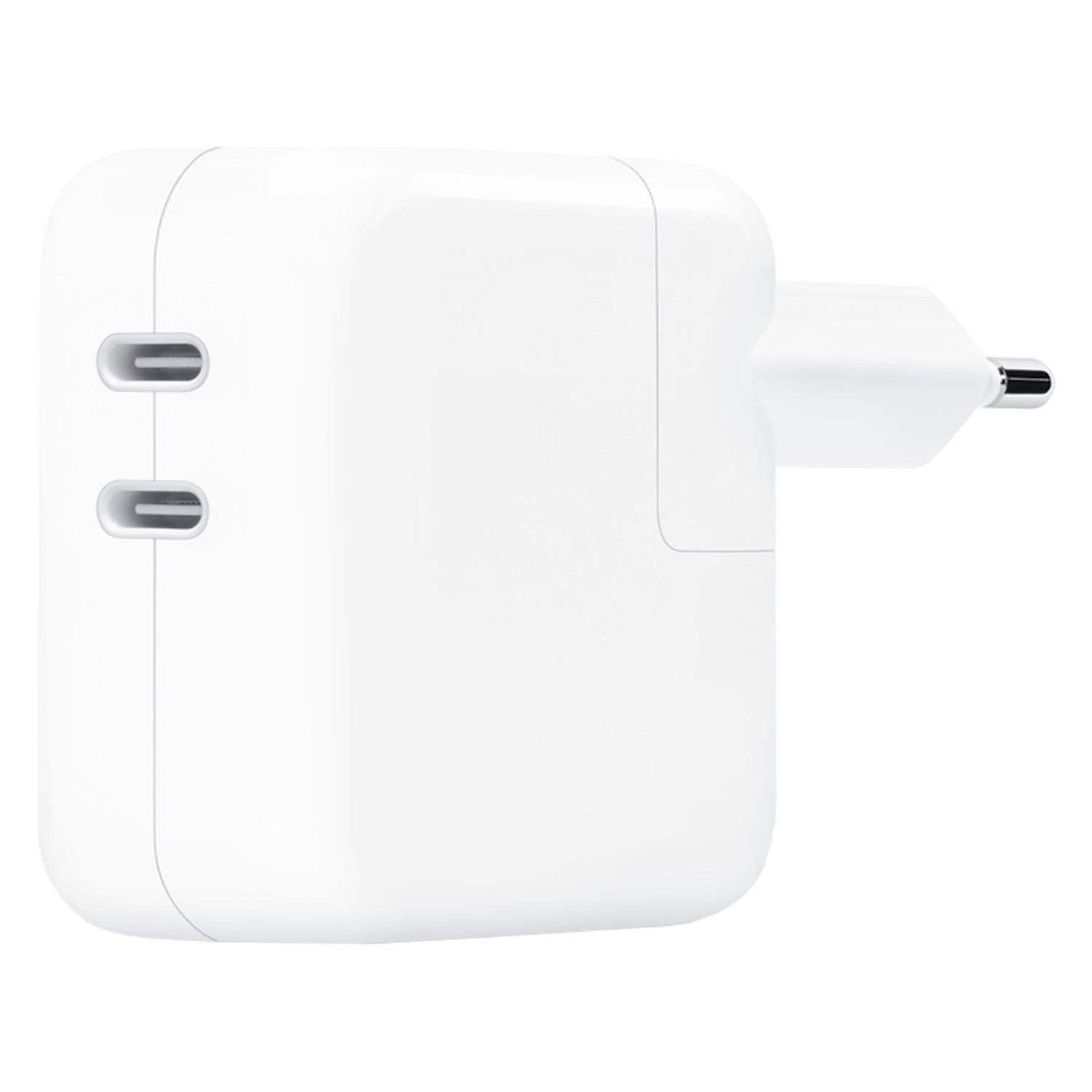 Cargador Apple Mnwp3zm Réplica De 35 W Con 2 Puertos Usb-c Para Iphone, Color Blanco