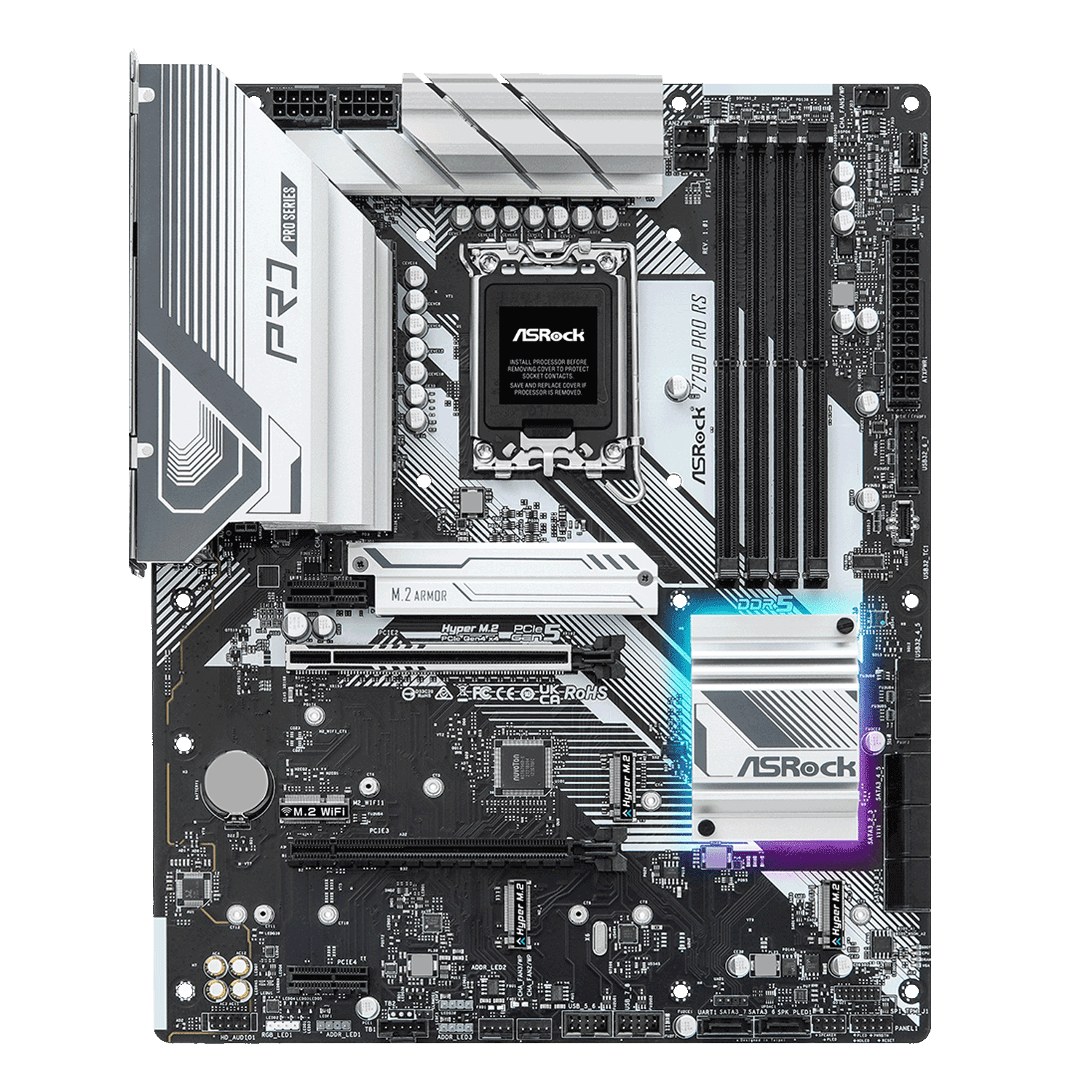 Alternative view of Asrock Z790 Pro Rs Ddr5 Socket Lga 1700 Chipset Z790 Atx