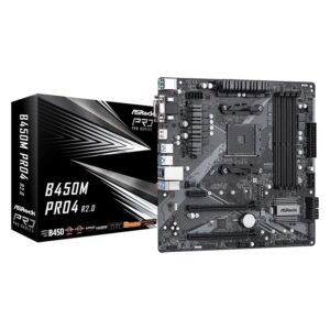 Placa Madre Asrock B450m Pro4 R2.0 Ddr4 Con Socket Am4 Y Chipset Amd B450 Micro Atx