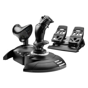 Kit Completo De Joystick + Acelerador + Pedal Thrustmaster T.flight Simulator, Color Negro
