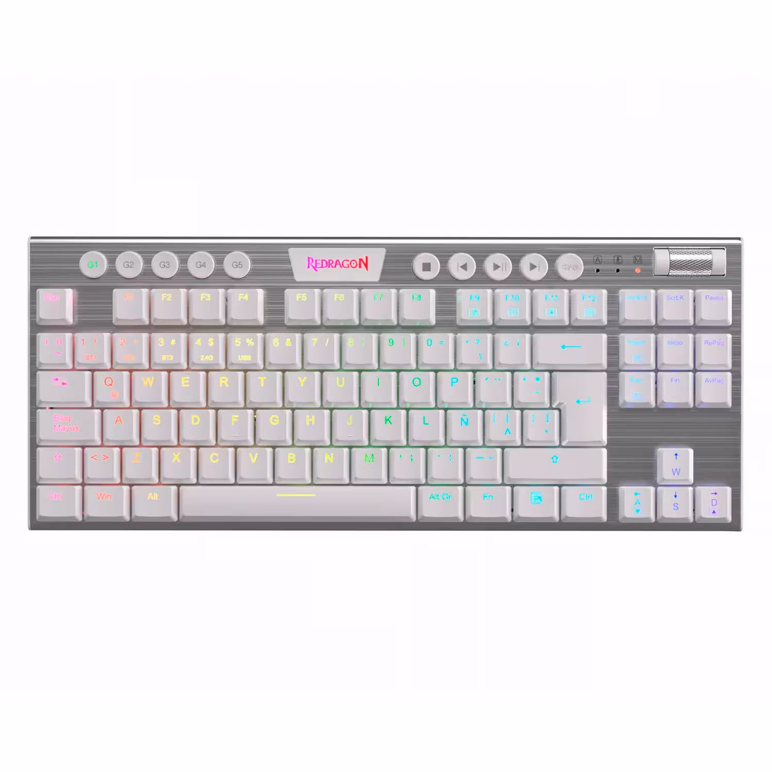 Teclado Redragon Horus Tkl K622w-rgb-sp Switch Red - Blanco