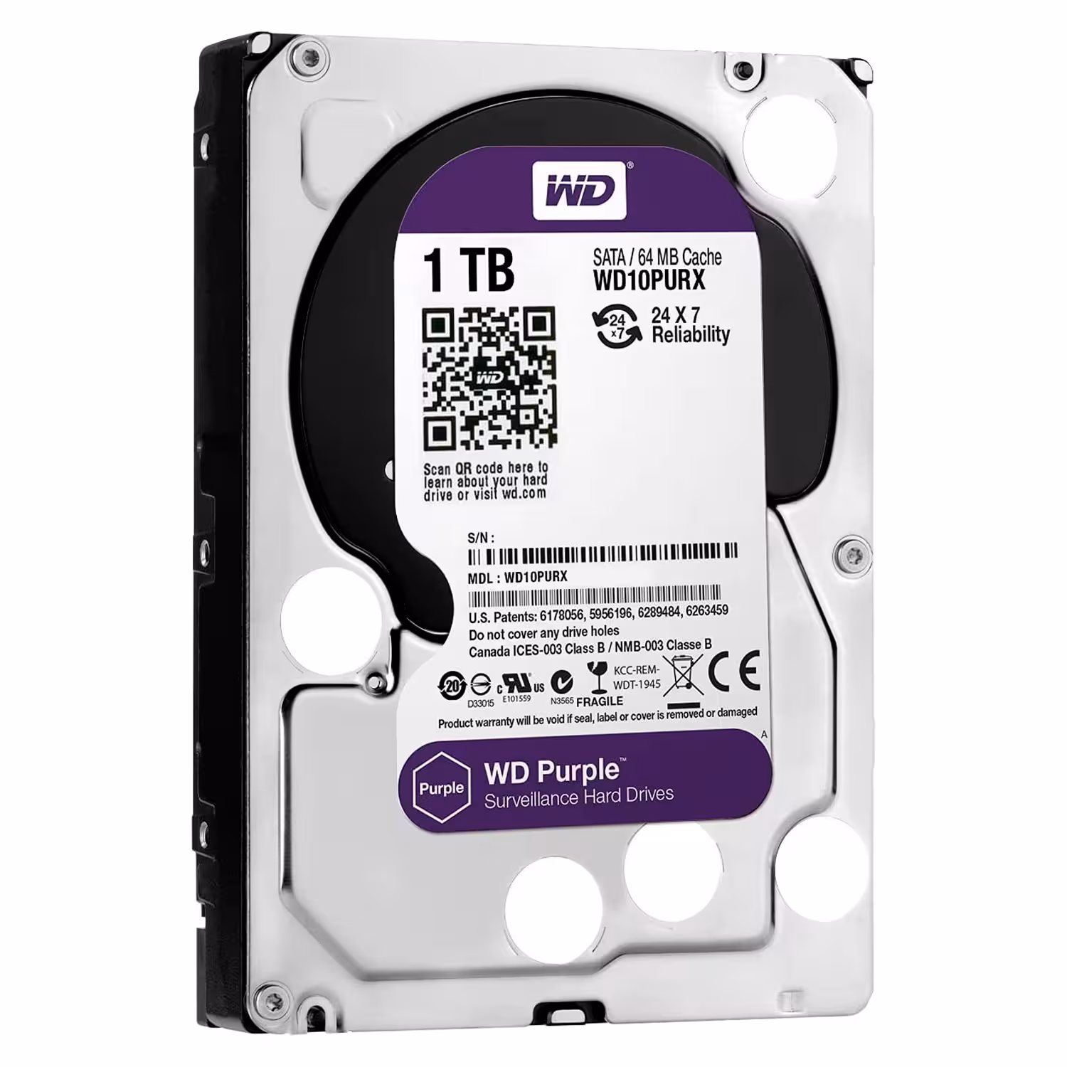 Hd Western Digital 1tb / 3.5" / 64mb / 5400rpm / Sata3 / Pull - (wd10purx)