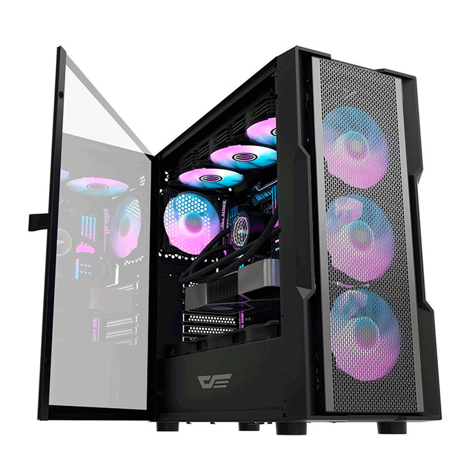 Gabinete Darkflash Df2100 Con 4 Ventiladores Argb, Negro