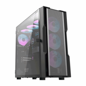 Gabinete Darkflash Dk431 Glass Con 4 Ventiladores Argb, Color Negro