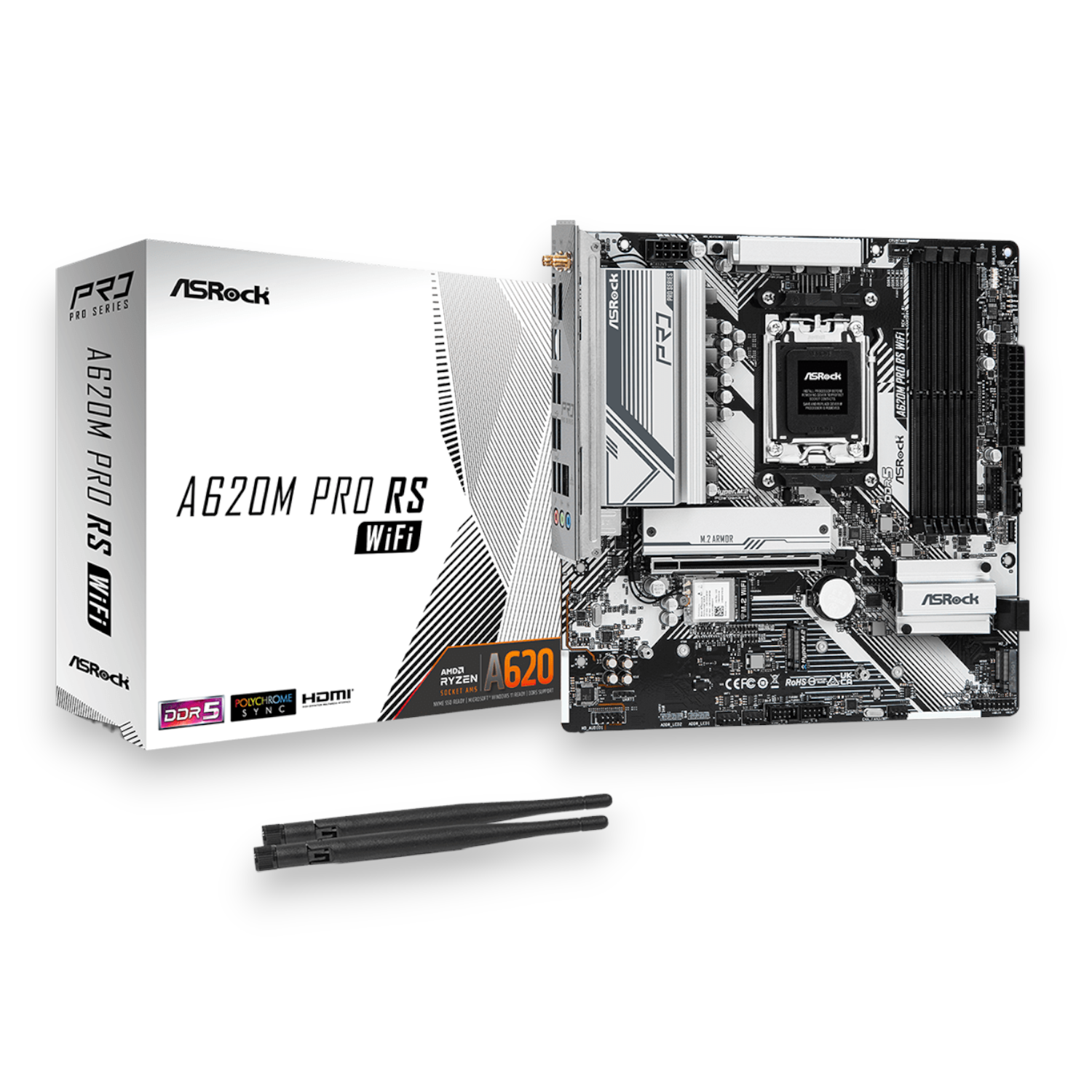 Placa Madre Asrock A620m Pro Rs Wi-fi Ddr5 Socket Am5 Chipset Amd A620 Micro Atx