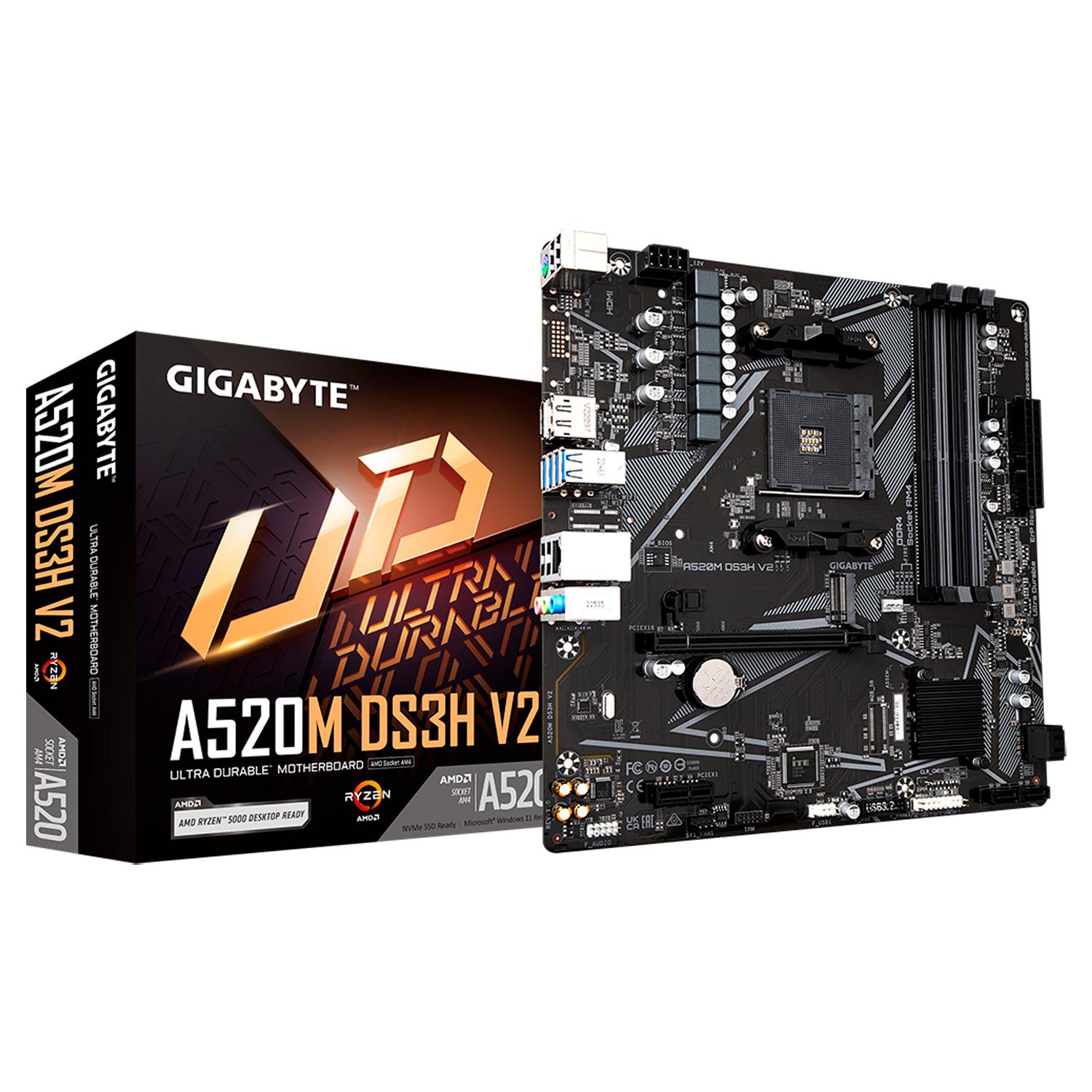 Platea Madre Gigabyte A520m Ds3h V2 Ddr4 Socket Am4 Chipset Amd A520 Micro Atx
