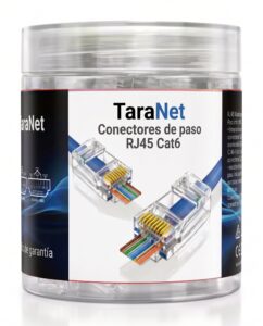 Conectores RJ45 Cat6 de Paso (Pass Through) TaraNet – Calidad Profesional – Pack de 100 Unidades